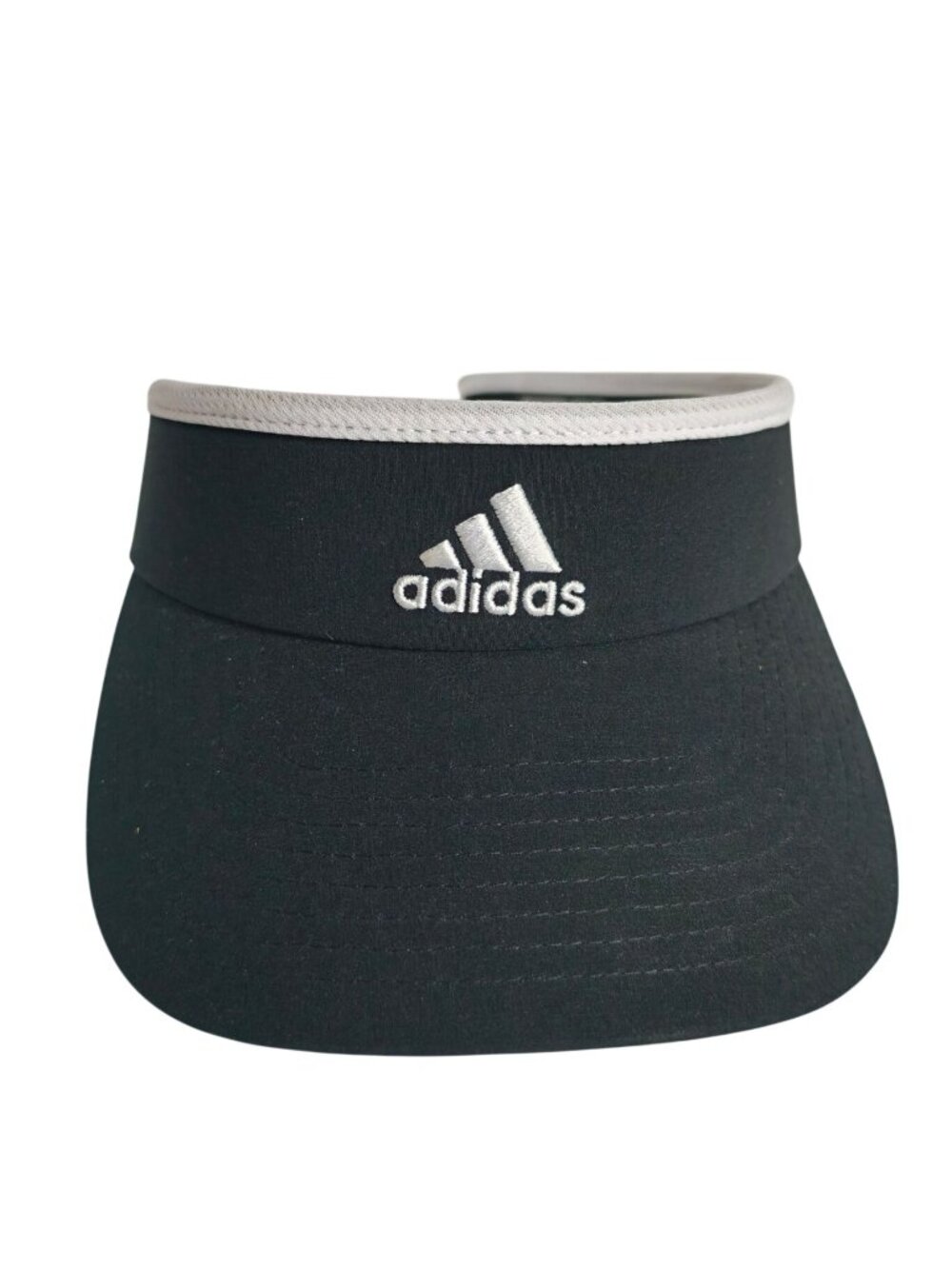 Adidas Womens Black Aeroready Golf Visor Hat Climalite White Trim Sporty